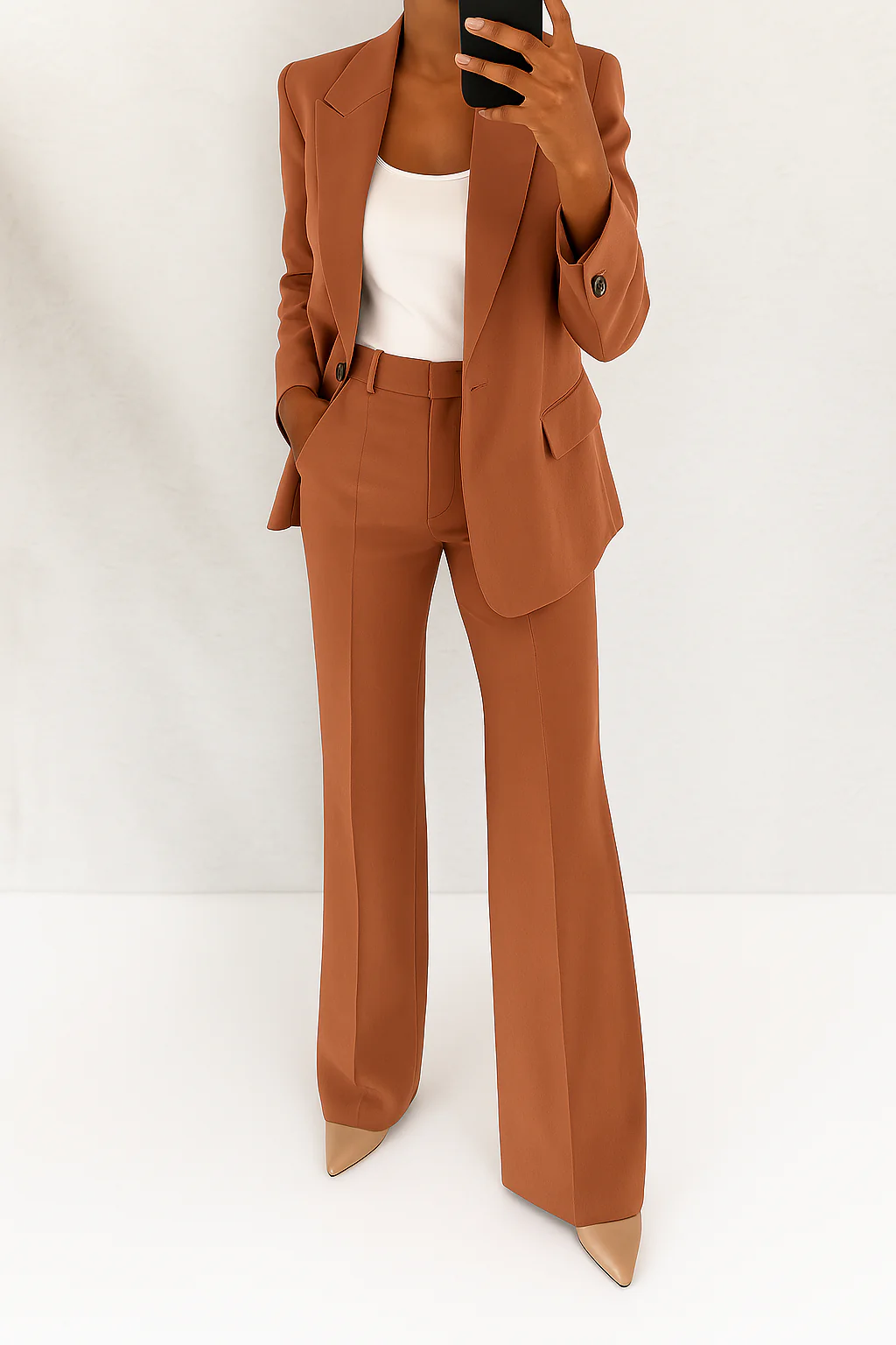 Damen elegantes zweiteiliges Set mit langen Ärmeln
