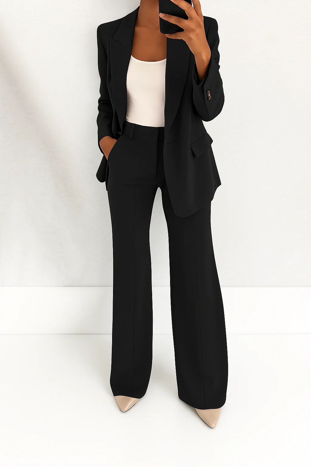 Damen elegantes zweiteiliges Set mit langen Ärmeln