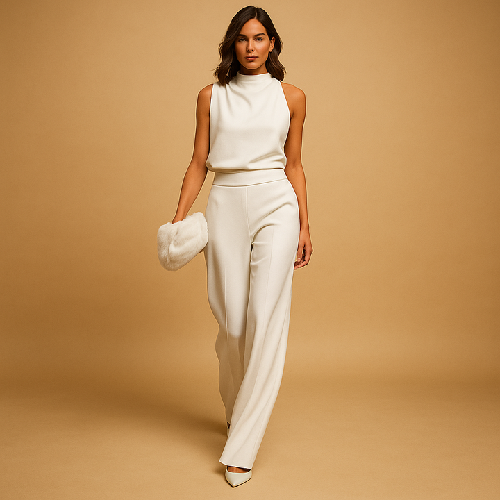 Women's Wide Leg Jumpsuit | High Neckline