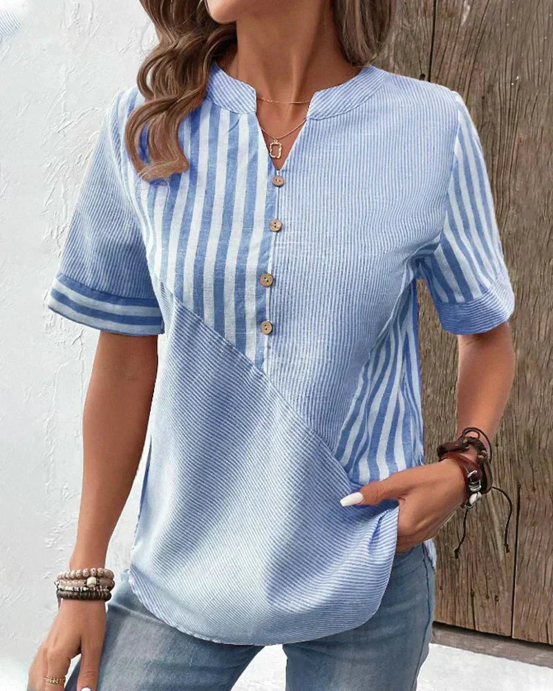 Damen Bluse mit Streifen | Knöpfe