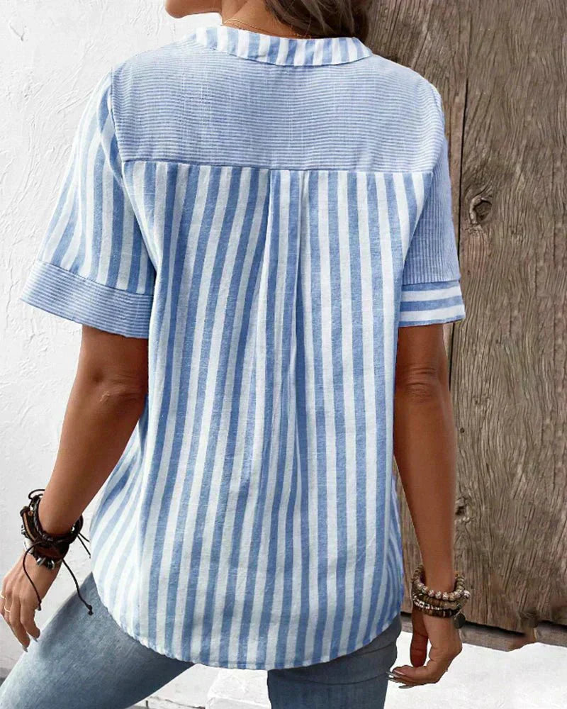 Damen Bluse mit Streifen | Knöpfe