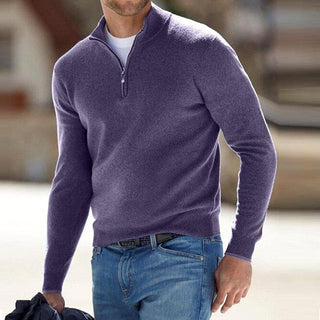 Męski sweter casualowy | Z zamkiem do połowy