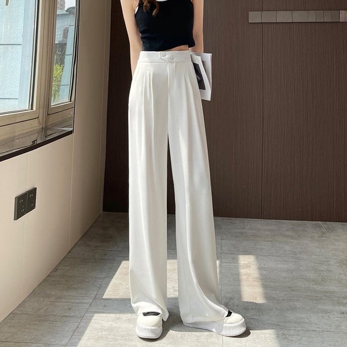 Damen Hose mit hohem Bund und weitem Bein | Gerader Schnitt