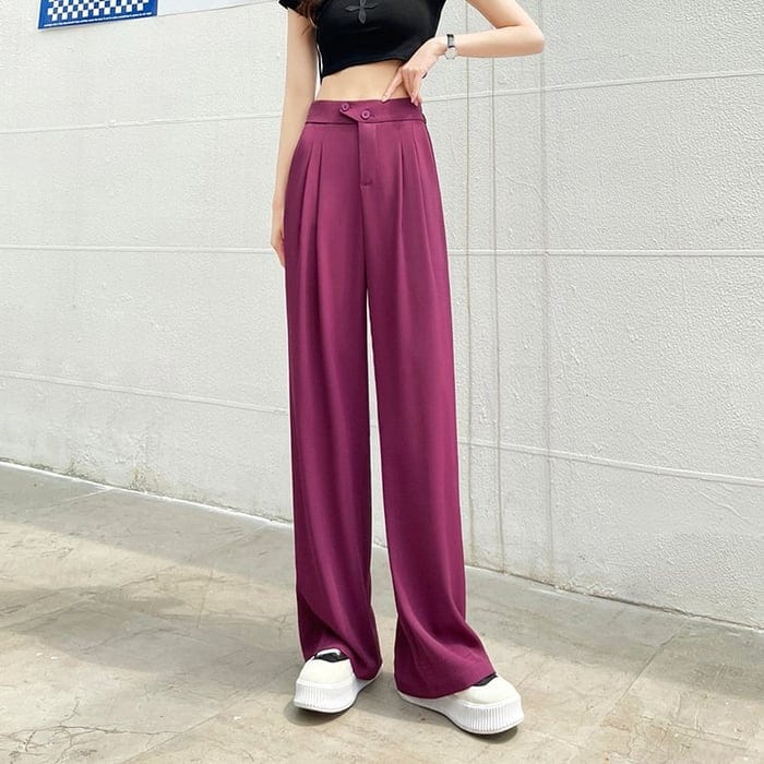 Damen Hose mit hohem Bund und weitem Bein | Gerader Schnitt