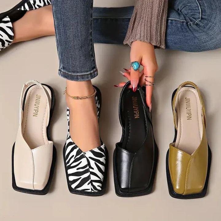 Damen Flache Schlupfschuhe mit quadratischer Spitze | Komfort