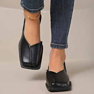 Damskie Płaskie Buty Slip-On z Kwadratowym Noskiem | Komfort
