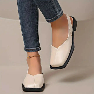 Damskie Płaskie Buty Slip-On z Kwadratowym Noskiem | Komfort