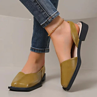 Damskie Płaskie Buty Slip-On z Kwadratowym Noskiem | Komfort