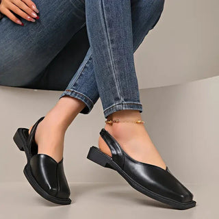 Damskie Płaskie Buty Slip-On z Kwadratowym Noskiem | Komfort