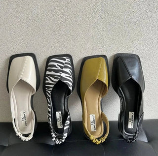 Damskie Płaskie Buty Slip-On z Kwadratowym Noskiem | Komfort