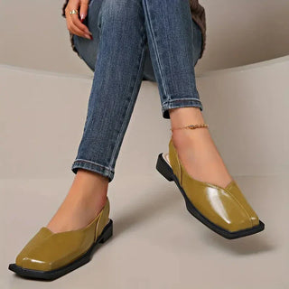 Damskie Płaskie Buty Slip-On z Kwadratowym Noskiem | Komfort