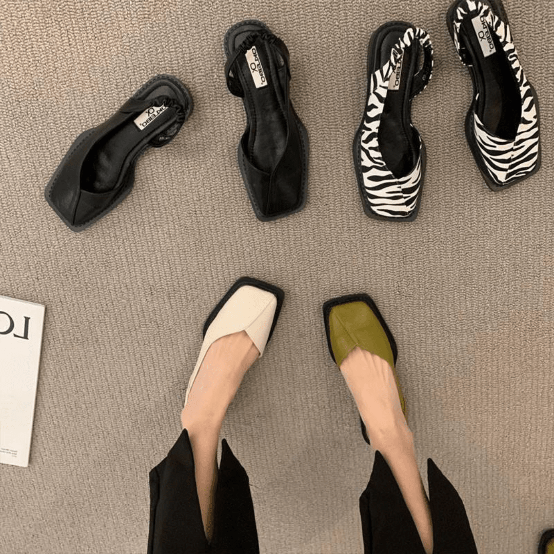 Damen Flache Schlupfschuhe mit quadratischer Spitze | Komfort