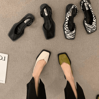 Damskie Płaskie Buty Slip-On z Kwadratowym Noskiem | Komfort