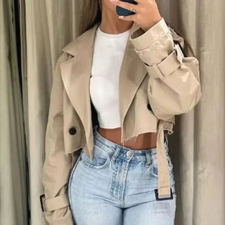 Krójowy Trench Coat dla Kobiet | Zapięcie na Pasek