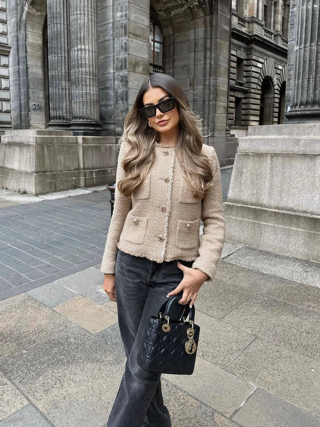 Damen Kurzes Tweed-Sakko | Lang