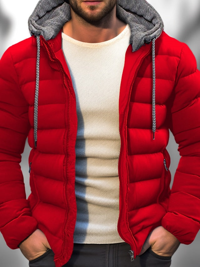 Herren gesteppte Jacke mit Kapuze | Reißverschluss