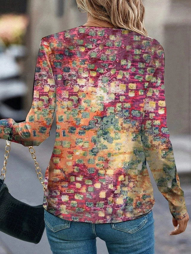 Damen Langarmshirt mit abstraktem Muster | Lässig
