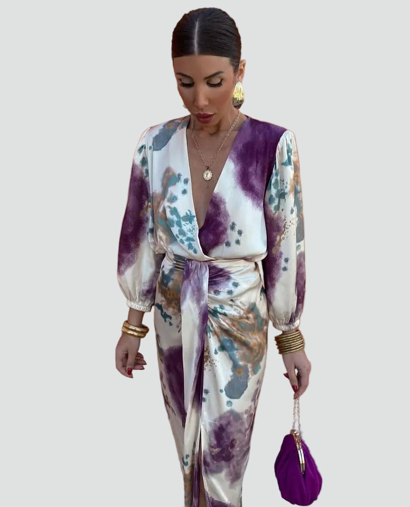 Damen-Wickelkleid mit Blumenmuster | Midi