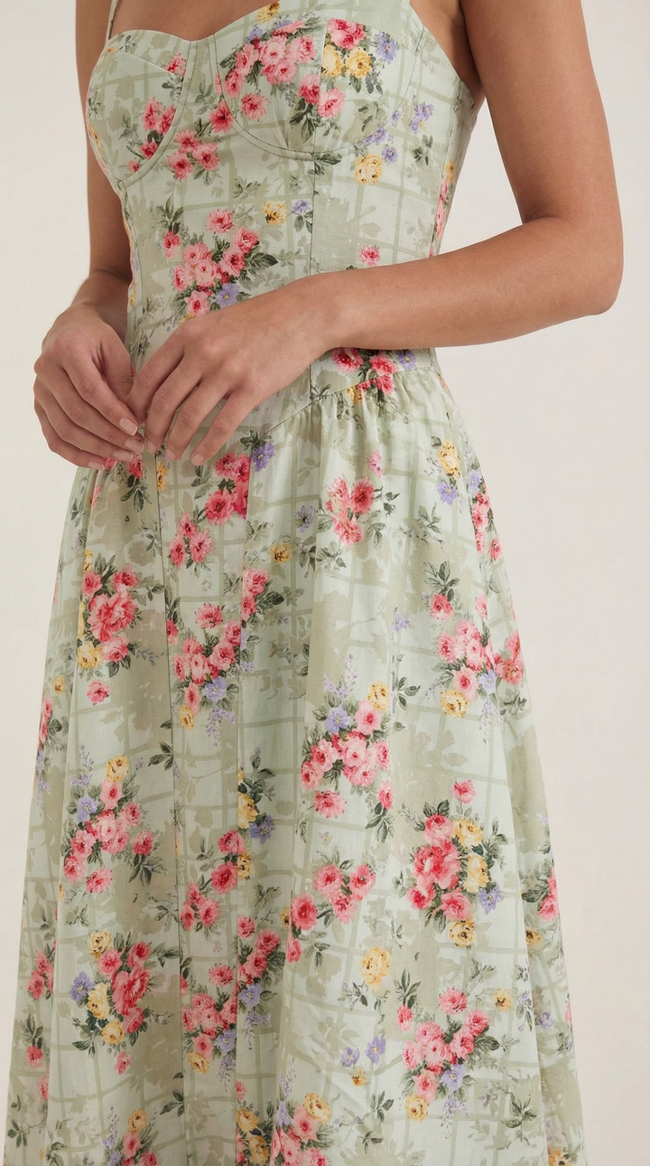 Damen Kleid Blumenmuster | Midi