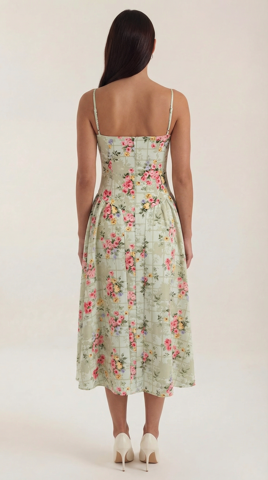 Damen Kleid Blumenmuster | Midi