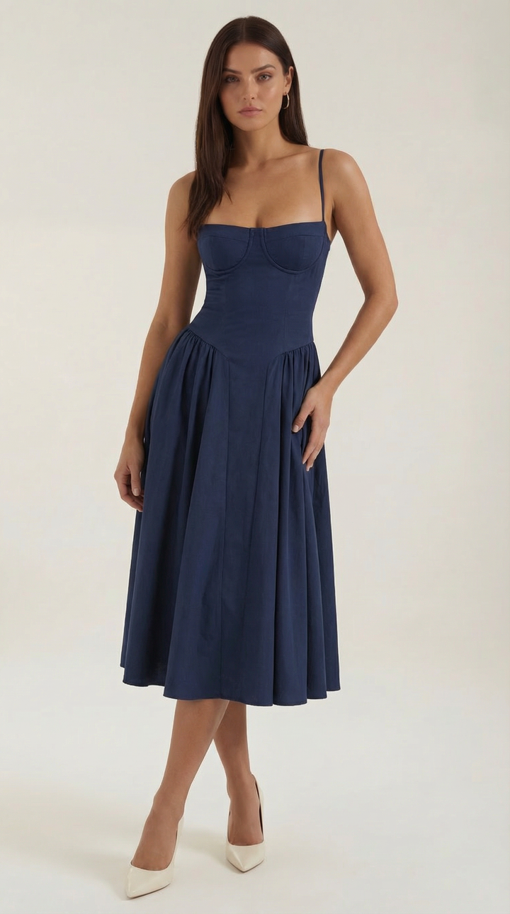Damen Kleid Blumenmuster | Midi