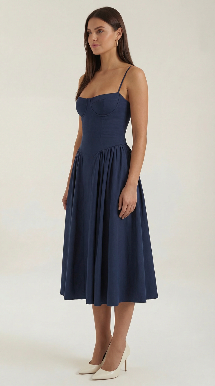 Damen Kleid Blumenmuster | Midi