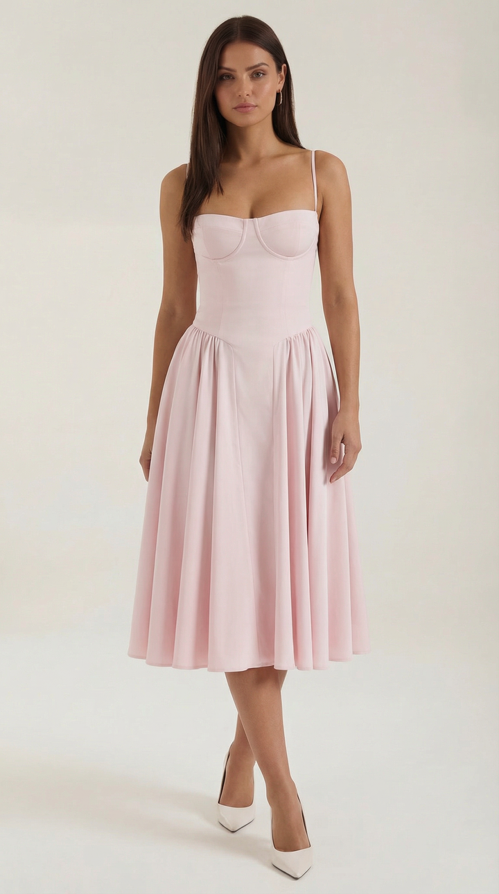 Damen Kleid Blumenmuster | Midi