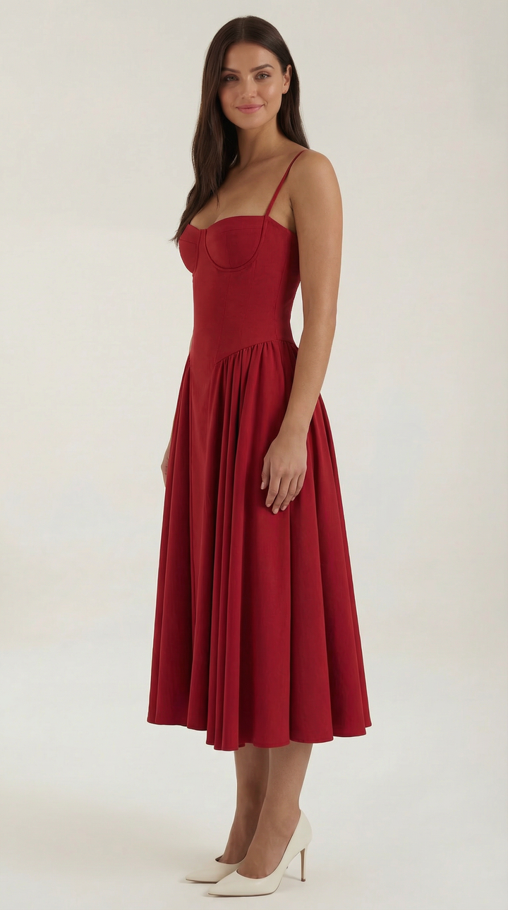 Damen Kleid Blumenmuster | Midi