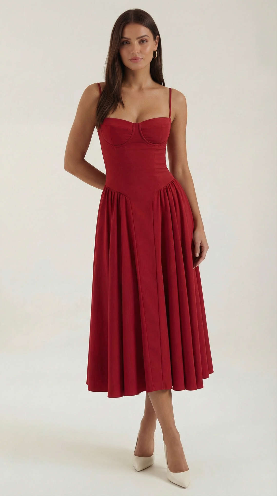 Damen Kleid Blumenmuster | Midi