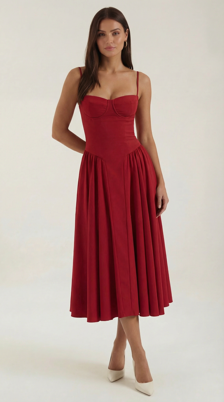 Damen Kleid Blumenmuster | Midi