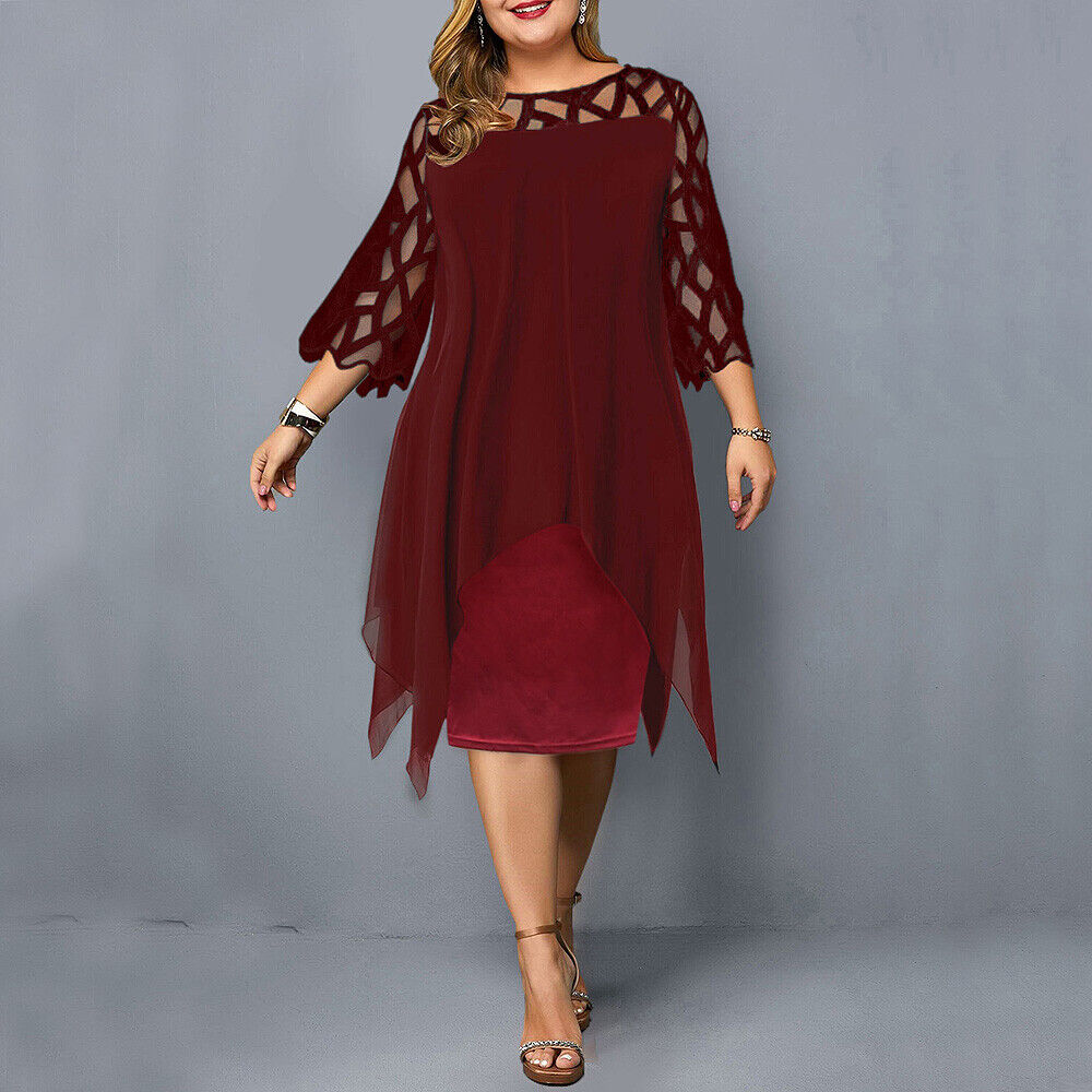 Vestido Feminino de Festa com Manga 3/4 | Midi