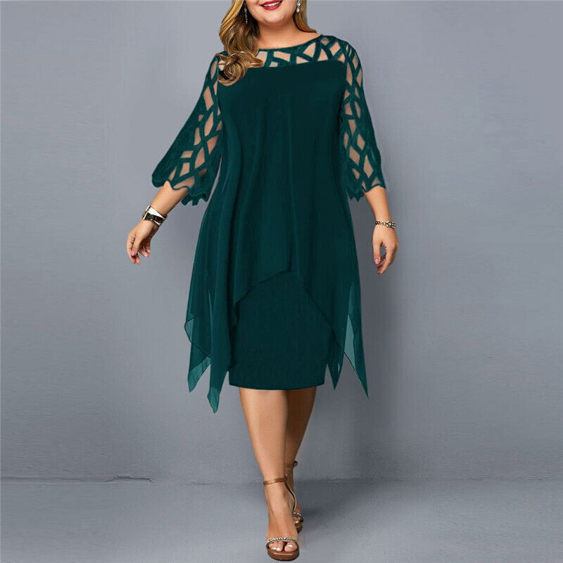 Vestido Feminino de Festa com Manga 3/4 | Midi