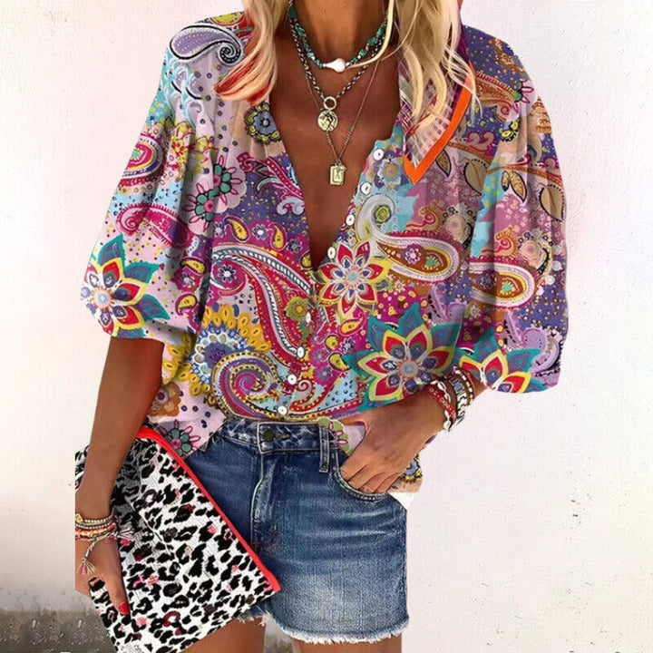 Damen Sommer Bluse Blumenmuster | Boho