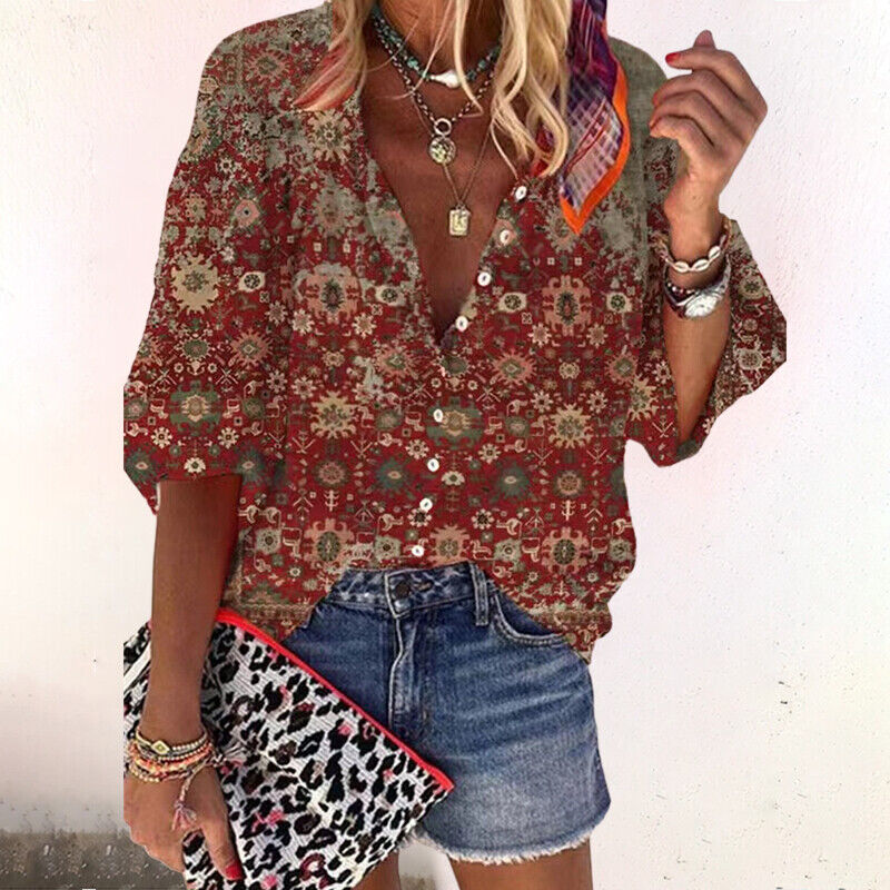 Damen Sommer Bluse Blumenmuster | Boho