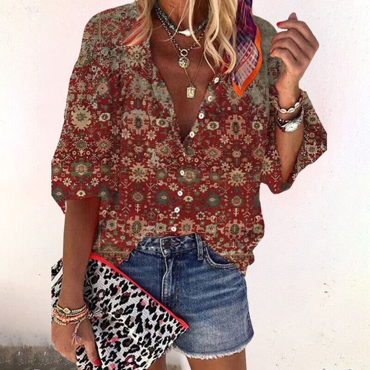 Damen Sommer Bluse Blumenmuster | Boho