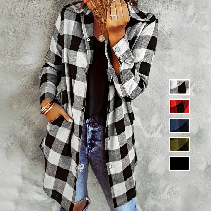Damen Jacke kariert | Lange Ärmel