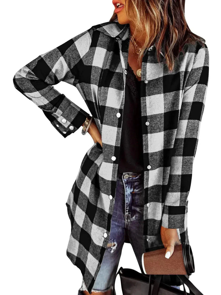 Damen Jacke kariert | Lange Ärmel