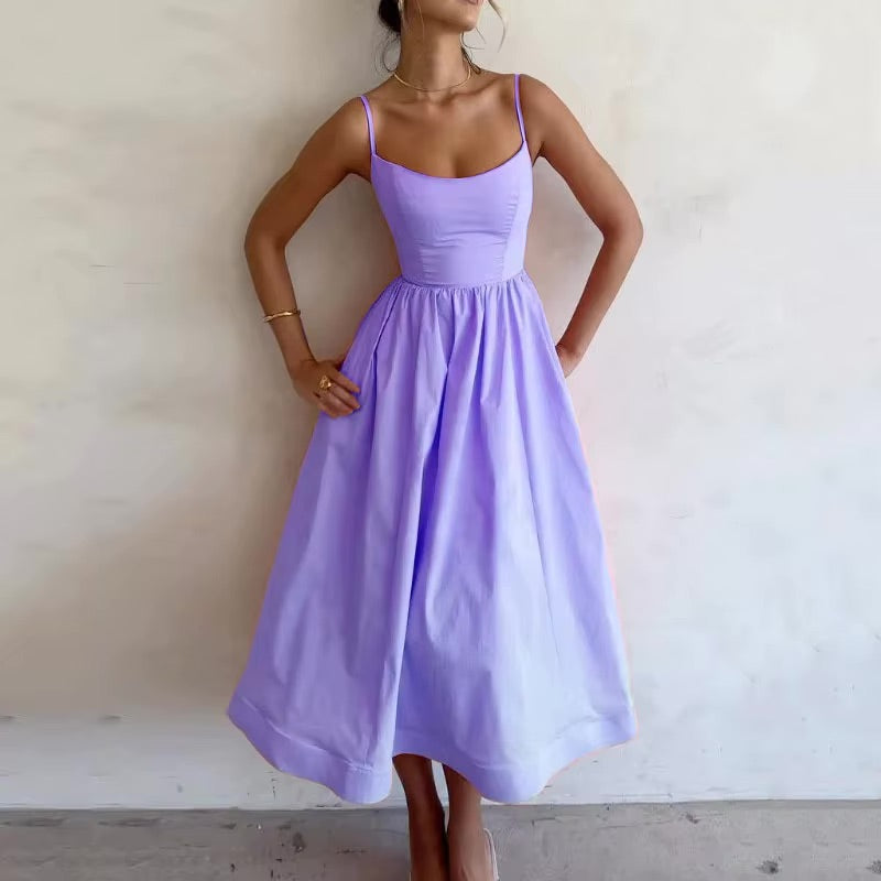 Women's Summer Dress with Thin Straps | Midi