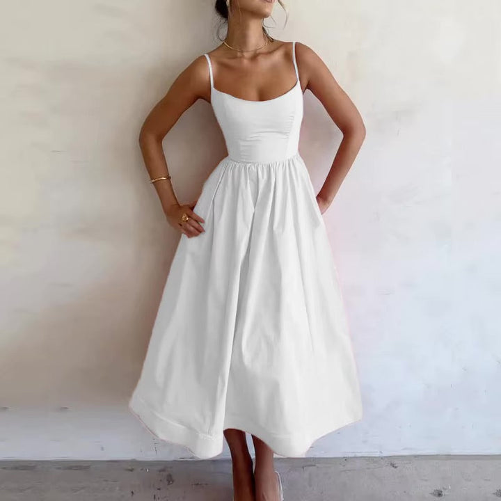 Women's Summer Dress with Thin Straps | Midi
