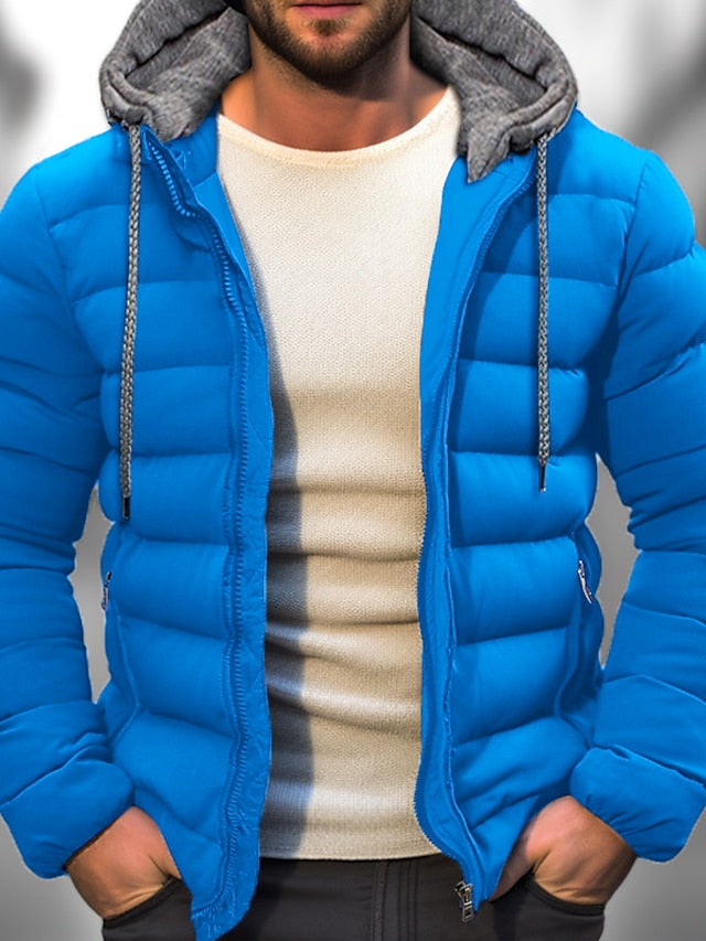 Herren gesteppte Jacke mit Kapuze | Reißverschluss