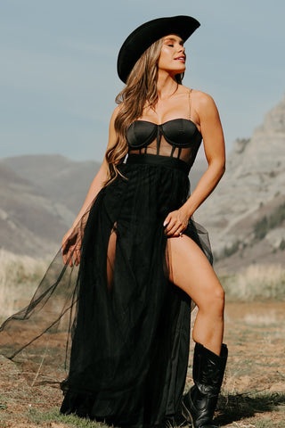 Sukienka Gorsetowa Damska Sheer | Styl Zachodni