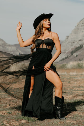 Sukienka Gorsetowa Damska Sheer | Styl Zachodni