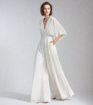 Damska Kombinezon z Szeroką Nogawką | Dekolt V