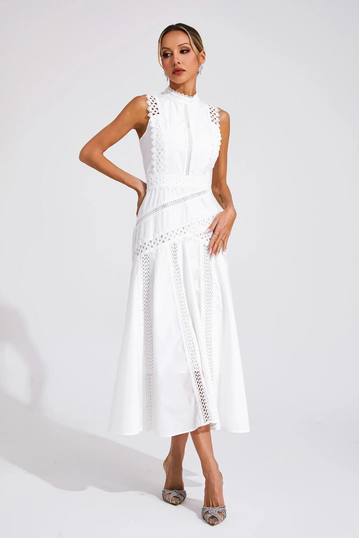 Damen Hochzeitskleid mit hohem Ausschnitt | Midi