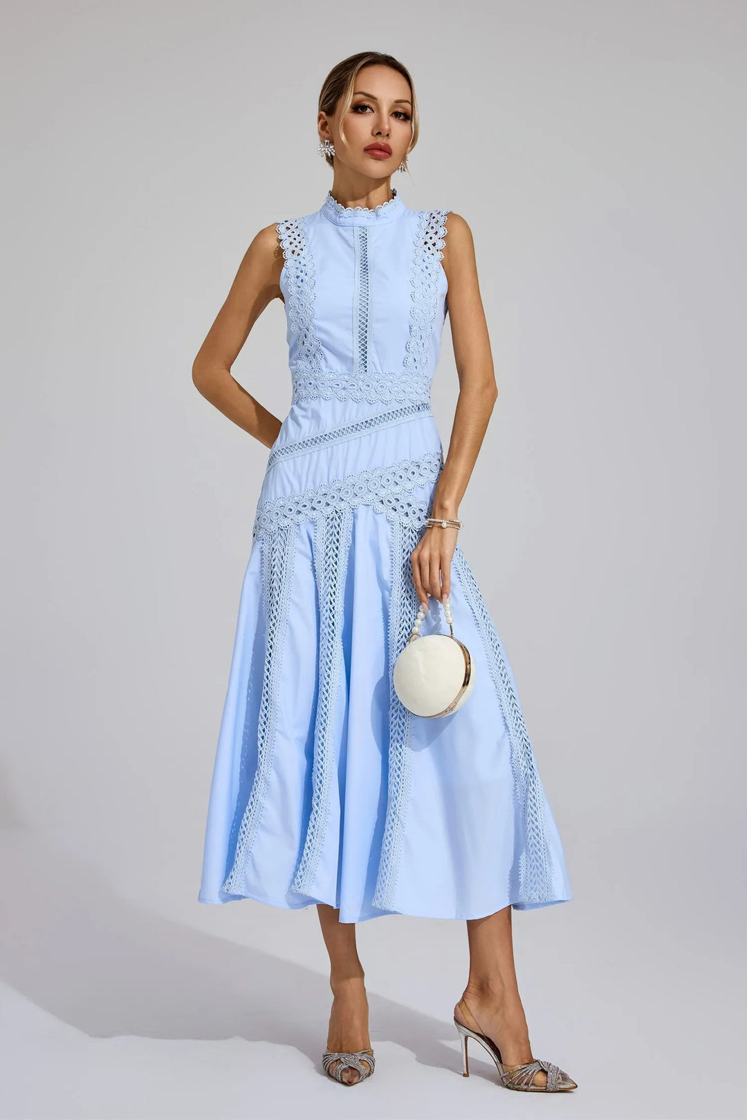 Damen Hochzeitskleid mit hohem Ausschnitt | Midi