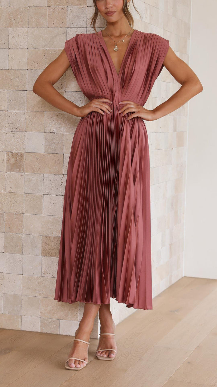 Damen plissiertes Hochzeitskleid | Midi