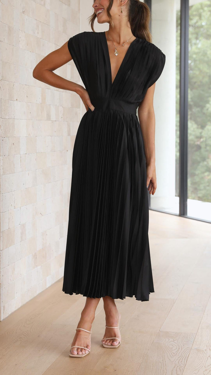 Damen plissiertes Hochzeitskleid | Midi