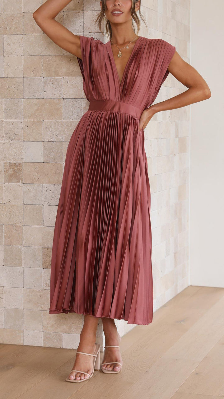 Damen plissiertes Hochzeitskleid | Midi