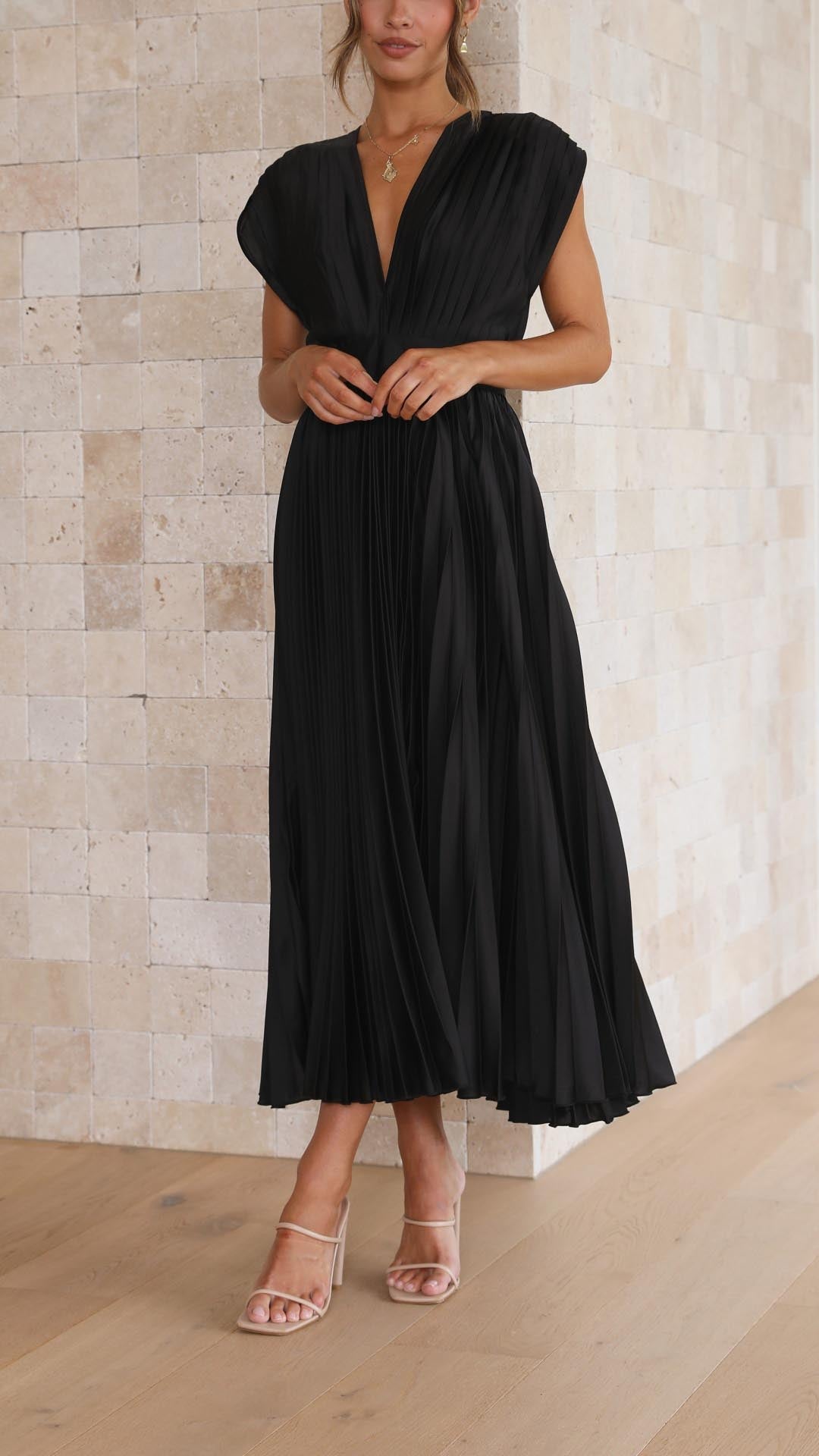 Damen plissiertes Hochzeitskleid | Midi