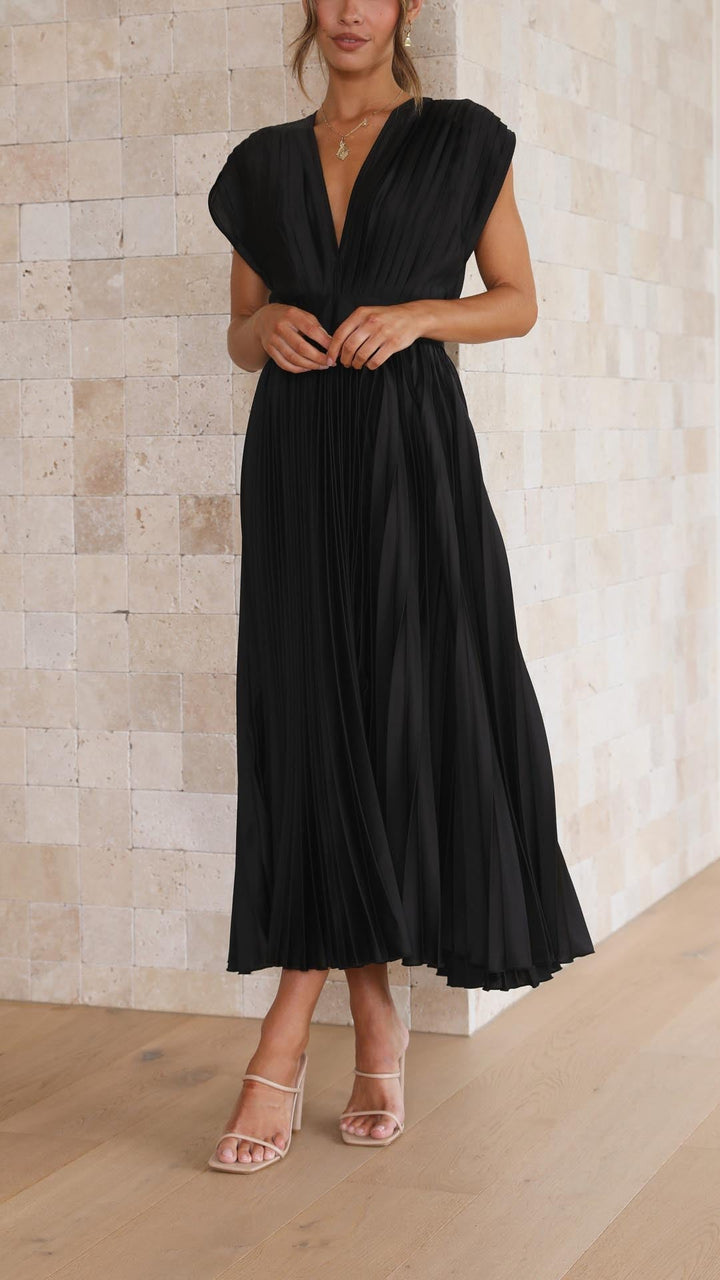 Damen plissiertes Hochzeitskleid | Midi
